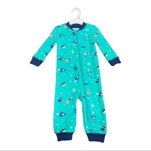 Little Me Outer Space Green And Blue Sleeper Size 12mths